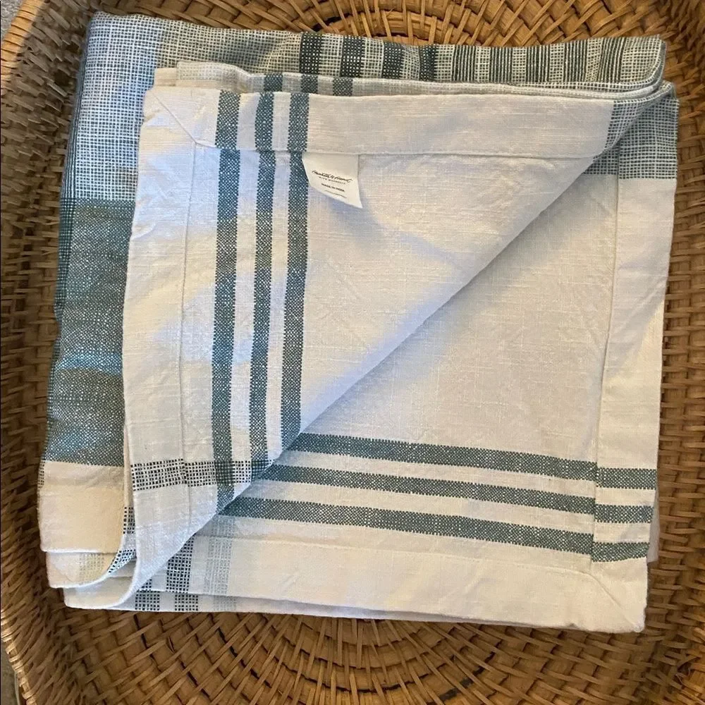 Hearth & Hand Green and White Plaid  Cotton Table Runner Good weight